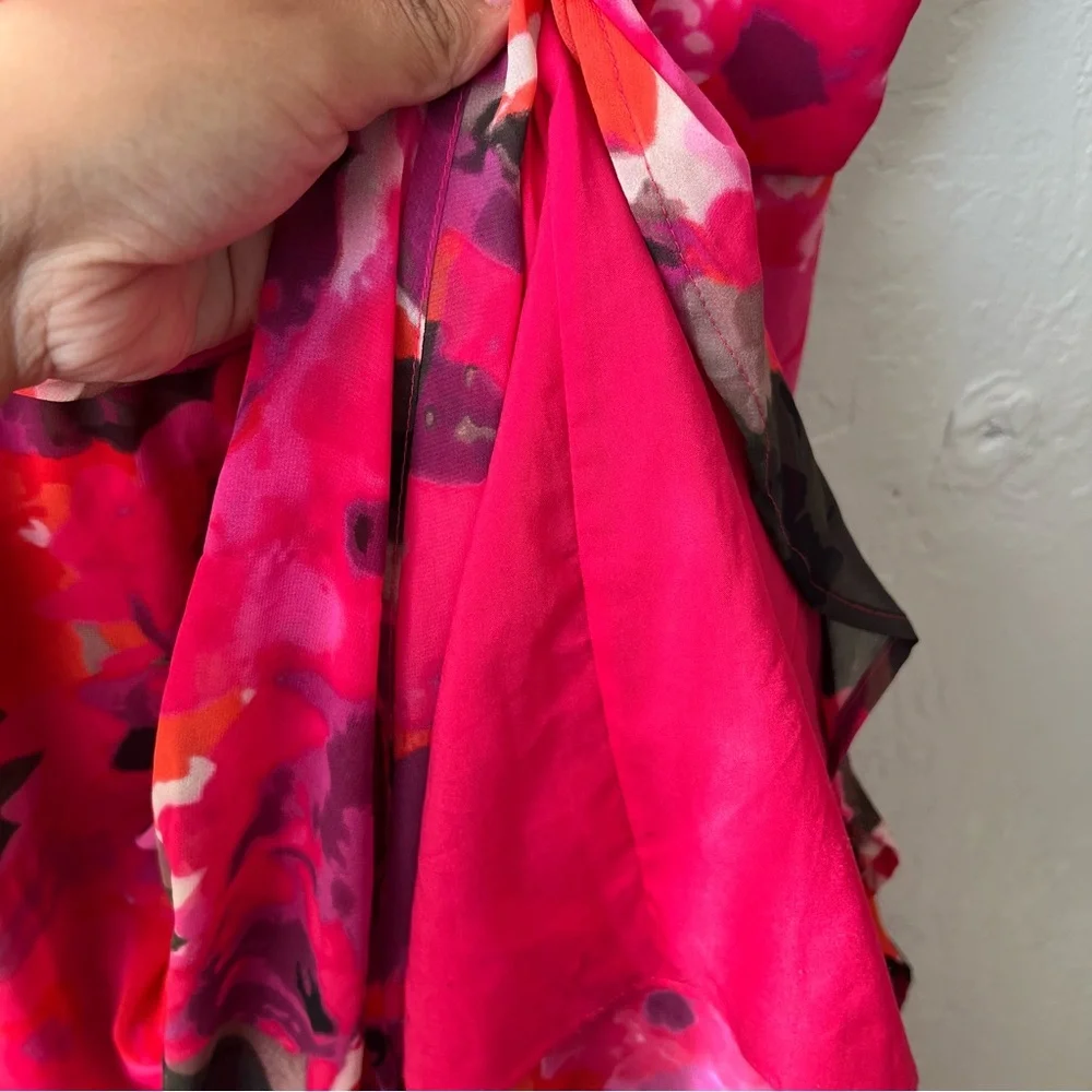 Eliza J Floral High Low Dress Red Black preppy wedding summer bohemian party - Picture 14 of 15